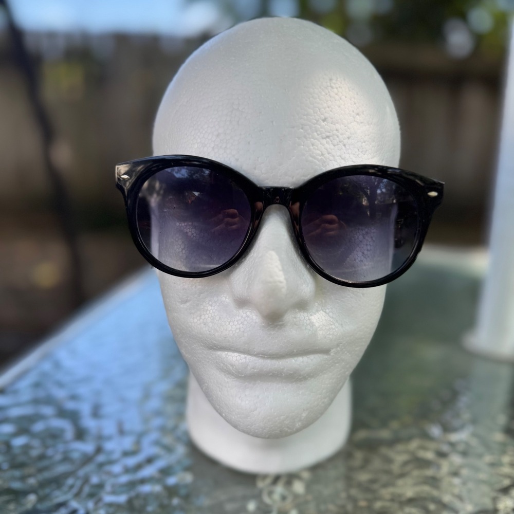 Talbots Womens Round Sunglasses Black Brown Tortoise Frames Purple Gradient Lens
